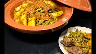 RECETTE MAROCAINE FACILE À FAIRE LE TAJINE DE VEAU OU DE BOEUF HARICOTS VERTS ET POMMES DE TERRE [upl. by Tteve]