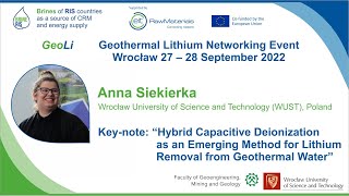 Hybrid Capacitive Deionization as an Emerging Method for Lithium Removal from Geothermal Water [upl. by Atims]