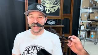 Mustache Styling With Jono amp His Curly Handlebar Mustache With Black Magic Death Grip Wax Blackout [upl. by Wallinga]