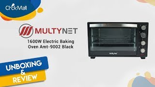 Multynet 1600W Electric Baking Oven Amt9002 Black Unboxing and Review [upl. by Rubina]