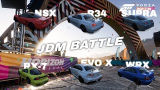 SCLASS JDM BATTLE NSX v RX7 v R34 v EVO X v WRX STI v SUPRA  Forza Horizon 5  by Von Drives [upl. by Nonac]