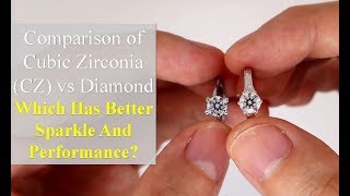 Cubic Zirconia CZ vs Diamond Comparison in Different Lightings [upl. by Anilave]