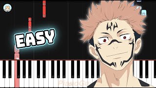 full Jujutsu Kaisen OP  quotKaikai Kitanquot  EASY Piano Tutorial amp Sheet Music [upl. by Sharp502]