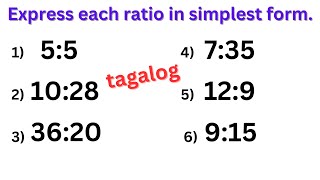 SIMPLIFYING RATIOS in LOWEST TERM  TAGALOG with Teacher Mathrix [upl. by Ahsienot885]