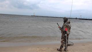 Manistee MI Surf Steelhead Fishing [upl. by Nnaegroeg260]