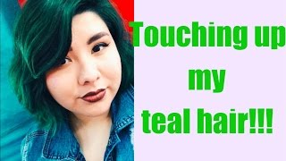 How I touch Up My Teal HairRoots with Ion Semi Permanent Jade [upl. by Aetnahc808]