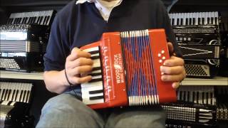 WDTOYPA8R  Red Woodstock Toy Piano Accordion M 17 8 40 [upl. by Roxi]