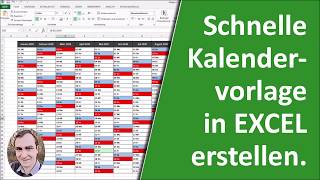 Schnelle Kalendervorlage in Excel erstellen [upl. by Tenaj]