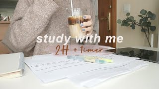 2 hour study with me no break real time no music fire crackling studyasmr with timer [upl. by Seumas481]