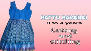 Pattu pavadai  cutting and stitching  3 to 4 years baby [upl. by Ynej]