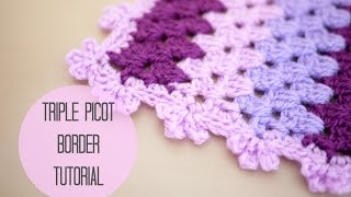 CROCHET Triple picot border tutorial  Bella Coco [upl. by Wolford]