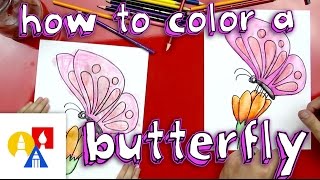 How To Color A Butterfly With Watercolor Pencils [upl. by Yluj]