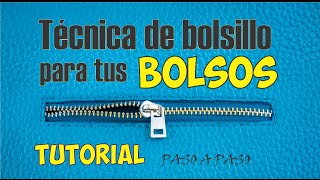 Como hacer un bolsillo con cierrezipper externo e interno para un Bolso o Cartera [upl. by Yezdnil]