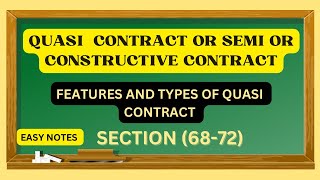 Quasi Contract  Section 6872  Indian Contract Act 1872 [upl. by Roosevelt]