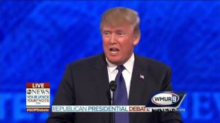 2016 GOP Debate Donald Trump Jeb Bush spar on Trumps eminent domain stance [upl. by Aneehsal]