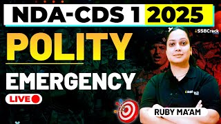 NDA amp CDS 1 2025 Exam GK Live  Polity  Emergency [upl. by Ibok348]