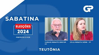 ELEIÇÕES 2024  SABATINA COM CANDIDATOS DE TEUTÔNIA  CARLOS RENATO DREYER E JÚLIA RENATA DÖRR [upl. by Nyletac]