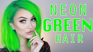 Dyeing my Hair Neon Green At Home  Evelina Forsell [upl. by Madda]