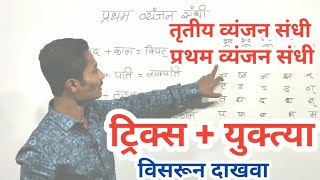 व्यंजन संधी ट्रिक्स  प्रथम व्यंजन संधी ट्रिक्स  तृतीय व्यंजन संधी ट्रिक्स  Sandhi tricks  marath [upl. by Mohn650]