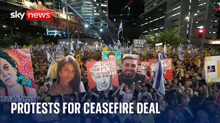 More than 300000 protesters join demonstration in Tel Aviv to call for ceasefire [upl. by Anilac]