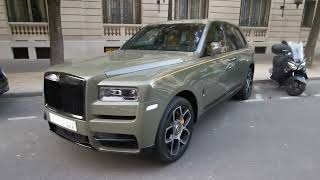 green army RollsRoyce Cullinan Black Badge in paris France [upl. by Nyliac]