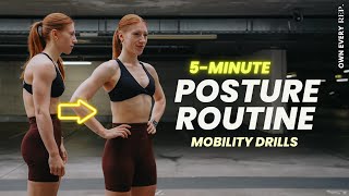 5 Min Posture Workout  PERFECT DAILY MOBILITY ROUTINE  Fix Rounded Shoulders At Home No Talking [upl. by Delorenzo]