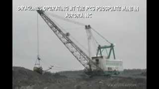 Draglines digging up fossil layers at PCS phosphate mine in Aurora NC [upl. by Calida]