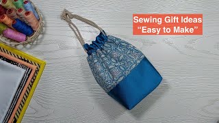 How to Sew Simple Drawstring Bag  String Bag DIY  Sewing Gift Ideas  Purwas Sewing Time [upl. by Davey676]