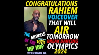 NIMH 801 Rahiem Voiceover Commercial for the Breakdancing at the Olympics 2024 [upl. by Raines]