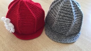 Tuto bonnet casquette avec visière au crochet spéciale gaucher [upl. by Iblok]