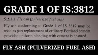 FLY ASH PULVERIZED FUEL ASH GRADE 1 OF IS3812 [upl. by Llenroc]