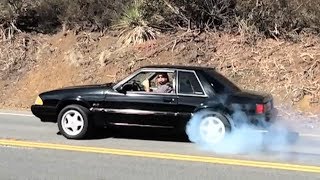 Matts Fox Body Mustang  First Burnout Test [upl. by Anelys]