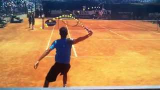 Nicolas Almagro Jumping Backhand Serve Return Head Ball Height Analysis Super Slow Motion [upl. by Incrocci520]