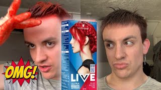 DARK BROWN to RED HAIR  No Bleach  Schwarzkopf LIVE Pillar Box Red 092 Ultra  Hair Dye REVIEW [upl. by Afatsuom]