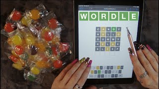 ASMR Eating Hard Candy amp Wordle on iPad  Whispered Game Play [upl. by Joyann]