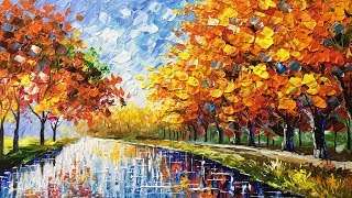 Autumn Beauty Palette Knife Acrylic Painting [upl. by Novy673]