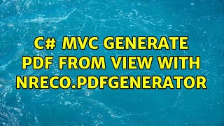 C MVC generate PDF from View with NRecoPdfGenerator [upl. by Ynnel162]