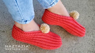 How to Crochet Easy Slippers from a Rectangle  for any Foot Size [upl. by Sonaj575]