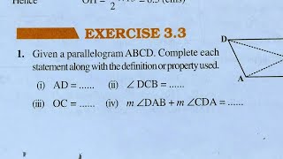 Class 8th maths l Exercise 33 l Chapter 3 l NCERT l Solution l understanding Quadrilateral [upl. by Anat604]