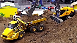 XXL Road Construction Site with many RC Trucks Excavators Caterpillar Dump Trucks Roller Dozer [upl. by Nador]