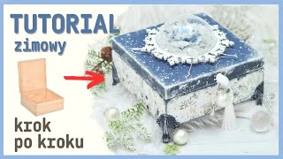 Decoupage zimowe pudełko z lodową różą TUTORIAL No 946 [upl. by Weidar]