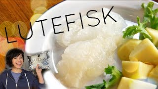 LUTEFISK amp LEFSE Taste Test  Norwegian lyetreated fish Christmas Dinner [upl. by Cerracchio612]