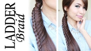 Ladder Braid Ponytail Hairstyle for Medium Long Hair Tutorial  Bebexo [upl. by Jami662]