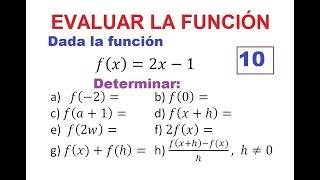 10 EVALUAR UNA FUNCIÓN DE PRIMER GRADO [upl. by Roberson]