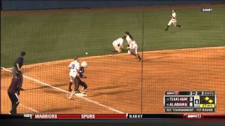 05082013 Texas AampM vs Alabama Softball Highlights [upl. by Ahaelam1]