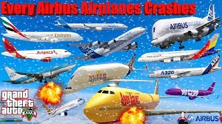 GTA V Every Airbus Airplanes Winter Snowy Best Extreme Longer Crash and Fail Compilation 60FPS [upl. by Aikkan325]