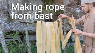 Making rope from bast [upl. by Yoong]