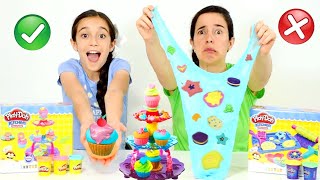 COLORINDO COM 3 CORES DE PLAYDOH E SLIME ★ Diversão com Biscoitos Divertidos e Torre de Cupcakes [upl. by Merna]