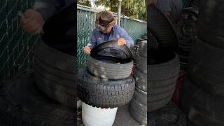 Cutting a used tires asmr [upl. by Damalis]