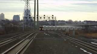 New Jersey Transit HD EXCLUSIVE Super Bowl XLVIII ALP45DP Meadowlands Shuttle Arrives at Secaucus [upl. by Jillane34]